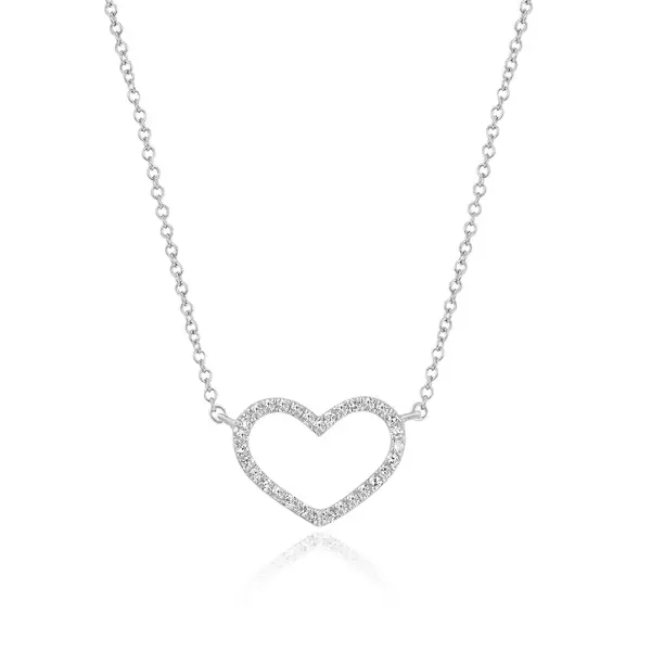 Leaf Jewelry Halskette Heart mit Diamanten, 18 K Weissgold