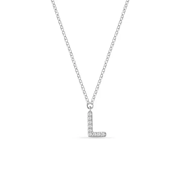 Leaf Jewelry Halskette Letter "L", 14 K Weißgold mit Diamanten