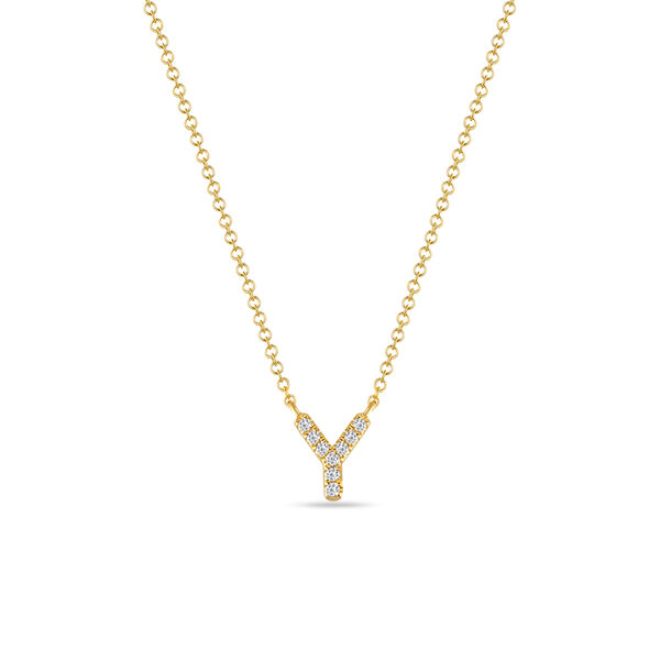 Halskette Letter Y, 14 K Gelbgold mit Diamanten