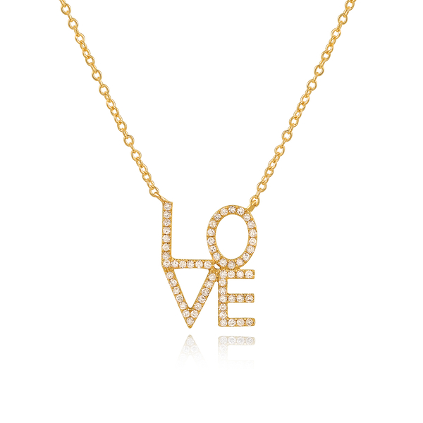 Leaf Jewelry Halskette Love mit Diamanten, 18 K Gelbgold