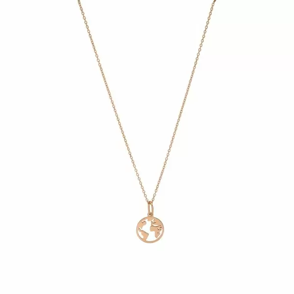 Leaf Jewelry Halskette Weltkugel, 18 K Rosegold vergoldet