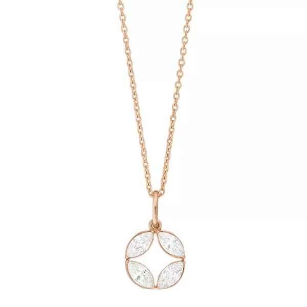 Leaf Jewelry Halskette Zirkonia Flower, 18 K Rosegold vergoldet