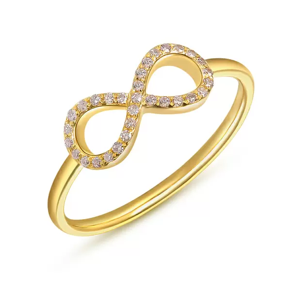 Leaf Jewelry Infinityring mit Diamanten, 18 K Gelbgold