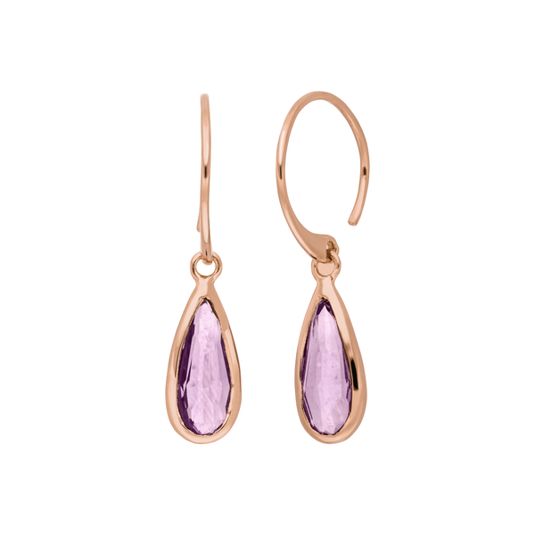 Leaf Jewelry Ohrhänger Gem Drop, Amethyst, 18 K Rosegold vergoldet