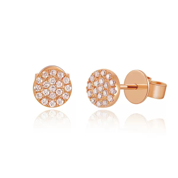 Leaf Jewelry Ohrringe Pavé mit Diamanten, 18 K Rose Gold