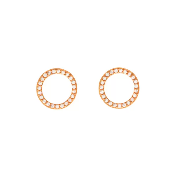 Leaf Jewelry Ohrstecker Circle Of Life mit Zirkonia, 18 K Rosegold vergoldet