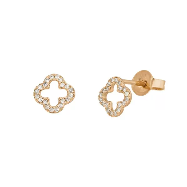 Leaf Jewelry Ohrstecker Clover mit Diamanten, 18 K Rosegold