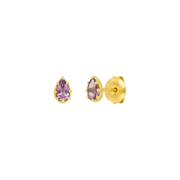 Leaf Jewelry Ohrstecker Drop, Amethyst, 18 K Gelbgold vergoldet