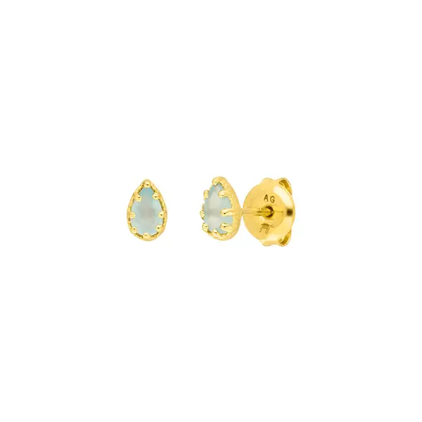 Leaf Jewelry Ohrstecker Drop, Aqua Chalzedon, 18 K Gelbgold vergoldet