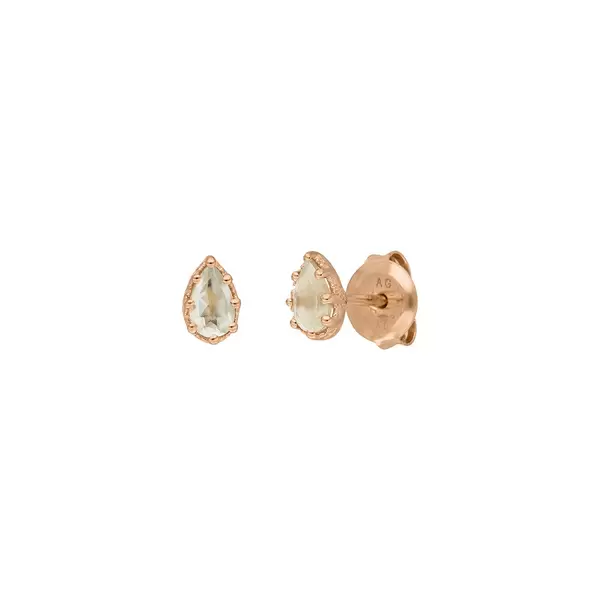 Leaf Jewelry Ohrstecker Drop, Prehnit, 18 K Rosegold vergoldet