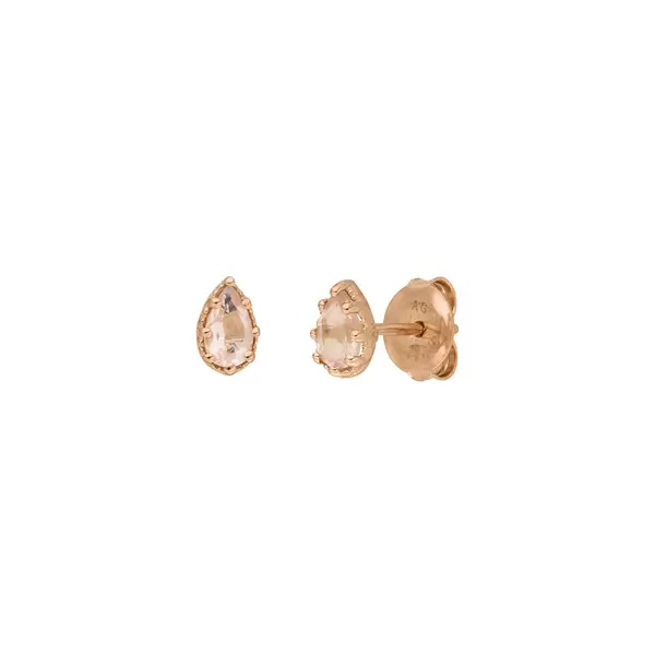 Leaf Jewelry Ohrstecker Drop, Rosenquarz, 18 K Rosegold vergoldet