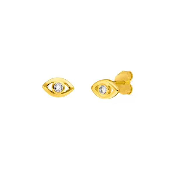 Leaf Jewelry Ohrstecker EVIL EYE, 18 K Gelbgold vergoldet