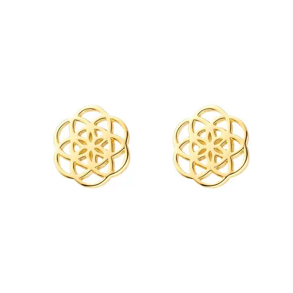 Leaf Jewelry Ohrstecker Flower of Life, 18K Gelbgold vergoldet