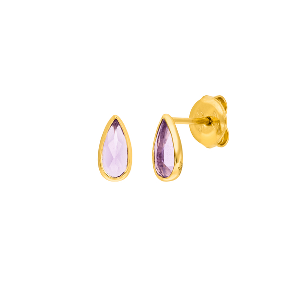 Leaf Jewelry Ohrstecker Gem Drop, Amethyst, 18 K Gelbgold vergoldet