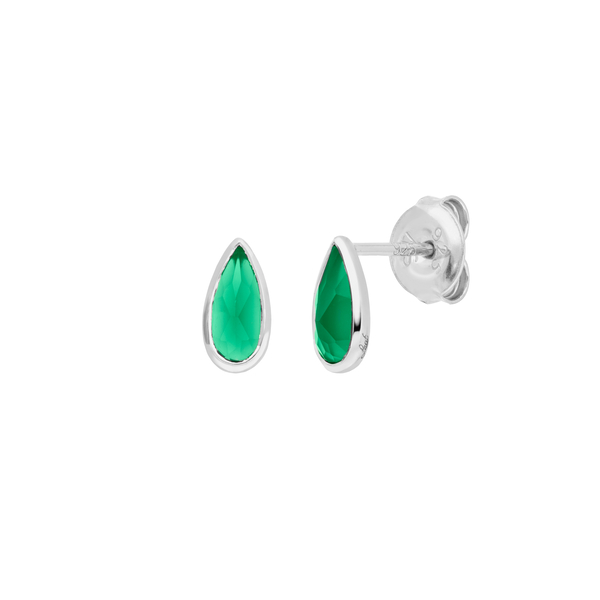 Leaf Jewelry Ohrstecker Gem Drop, Grüner Achat, 925 Sterlingsilber