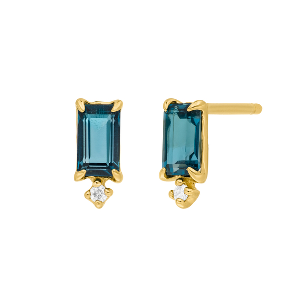 Leaf Jewelry Ohrstecker London Blue Topas, 14K Gelbgold