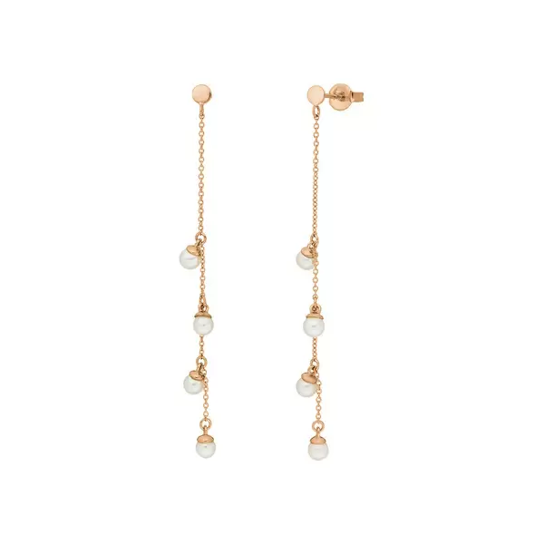 Leaf Jewelry Ohrringe Perle Kette, 14 K Rosegold