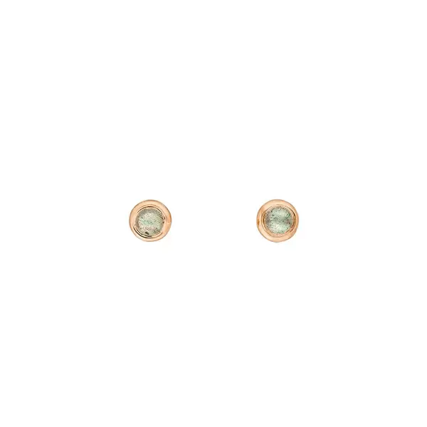 Leaf Jewelry Ohrstecker Pure Labradorit, 3mm, 18 K Rosegold vergoldet