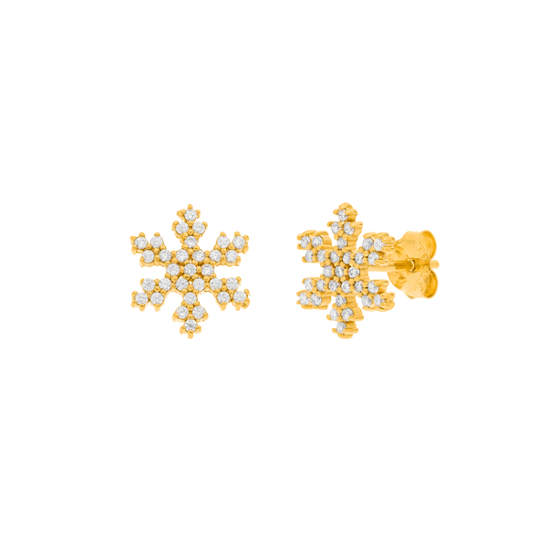 Leaf Jewelry Ohrstecker Snowflake, 18 K Gelbgold vergoldet