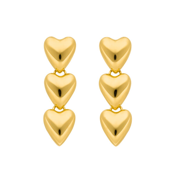 Ohrstecker Three Hearts, 18 K Gelbgold vergoldet