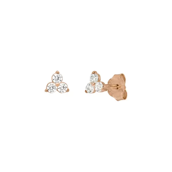 Leaf Jewelry Ohrstecker Triple Zirkonia, 18 K Rosegold vergoldet