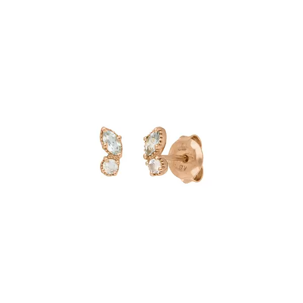 Leaf Jewelry Ohrstecker Two Gems, Blauer Topas, 18 K Rosegold vergoldet