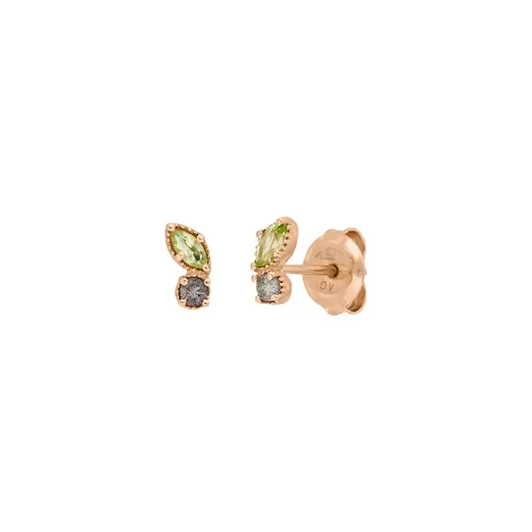 Leaf Jewelry Ohrstecker Two Gems, Peridot, 18 K Rosegold vergoldet