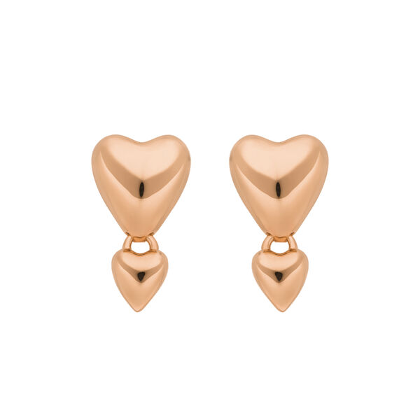 Ohrstecker Two Hearts, 18 K Rosegold vergoldet