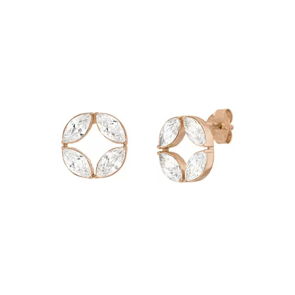 Leaf Jewelry Ohrstecker Zirkonia Flower, 18 K Rosegold vergoldet