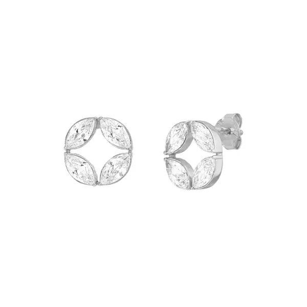 Leaf Jewelry Ohrstecker Zirkonia Flower, 925 Sterlingsilber