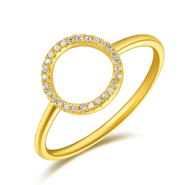 Leaf Jewelry Ring Circle mit Diamanten, 18 K Gelbgold