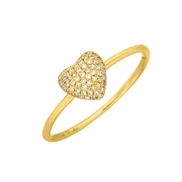 Leaf Jewelry Ring Herz Full mit Diamanten, 18 K Gelbgold