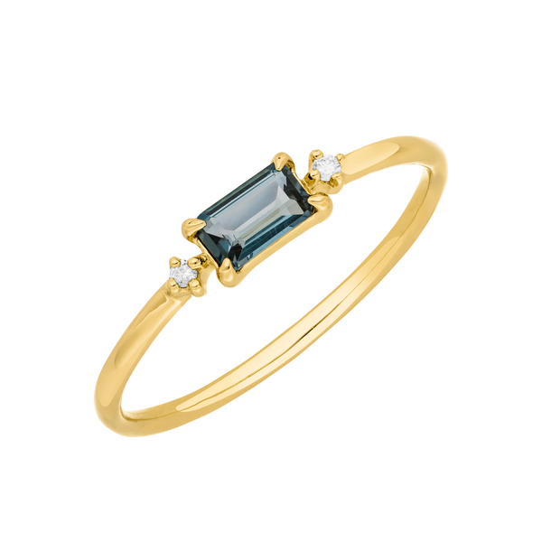 Leaf Jewelry Ring London Blue Topas, 14K Gelbgold