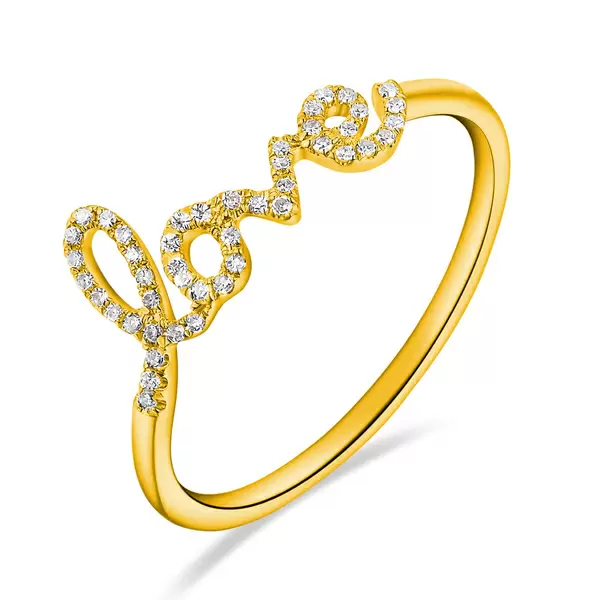 Leaf Jewelry Ring Love 18K Gelbgold mit Diamanten