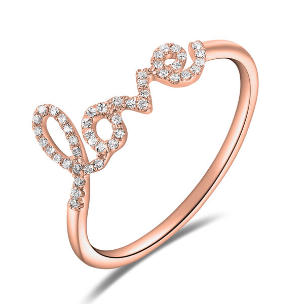 Ring Love 18K - Diamanten mit Leaf Roségold Jewelry