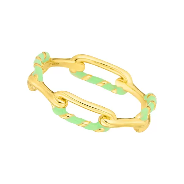 Leaf Jewelry Ring Neon Twist, 18 K Gelbgold vergoldet, grün, Gr.54