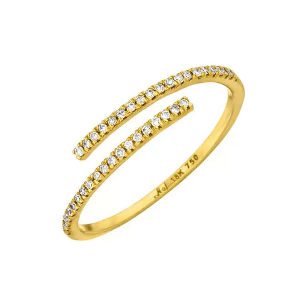 Leaf Jewelry Ring Open mit Diamanten, 18 K Gelbgold