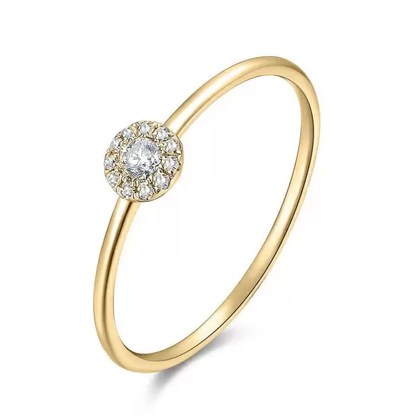 Leaf Jewelry Ring Pavé II, 18K Gelbgold