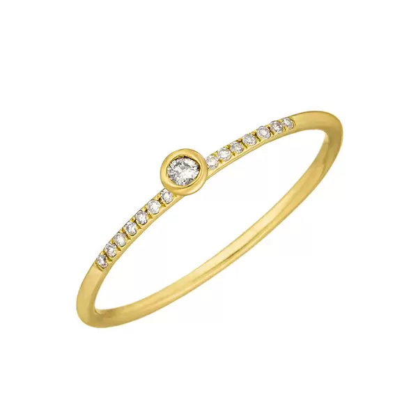 Leaf Jewelry Ring Petite, White Diamond, 14 K Gelbgold