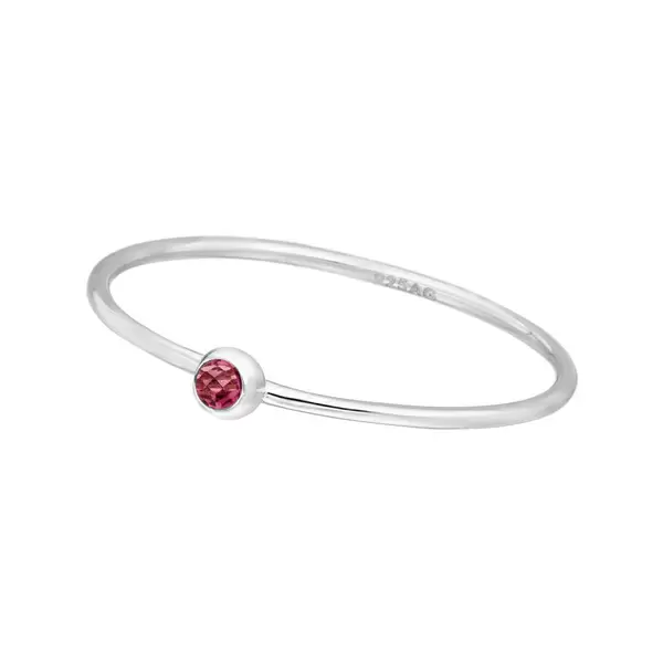 Leaf Jewelry Ring Solitaire, Ruby, 925 Sterlingsilber