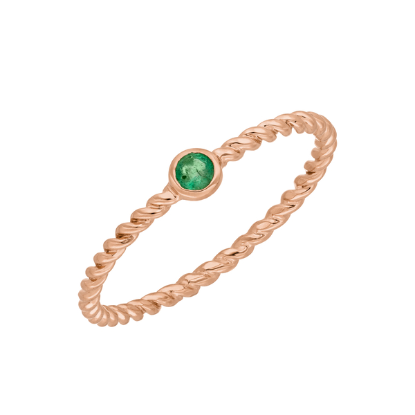 Leaf Jewelry Ring Twist Smaragd, 14K Rosegold