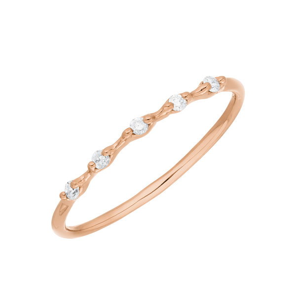 Leaf Jewelry Ring mit 5 Diamanten, 14K Rosegold