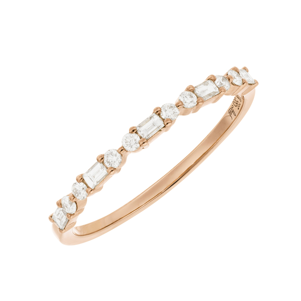 Leaf Jewelry Ring mit Baguette Diamanten, 14K Rosegold