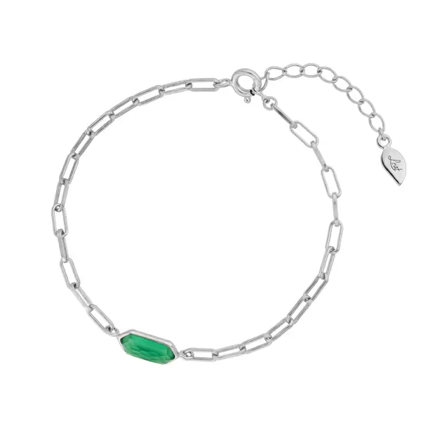 Leaf Jewelry Silber Armkette, CUBE, Grüner Achat