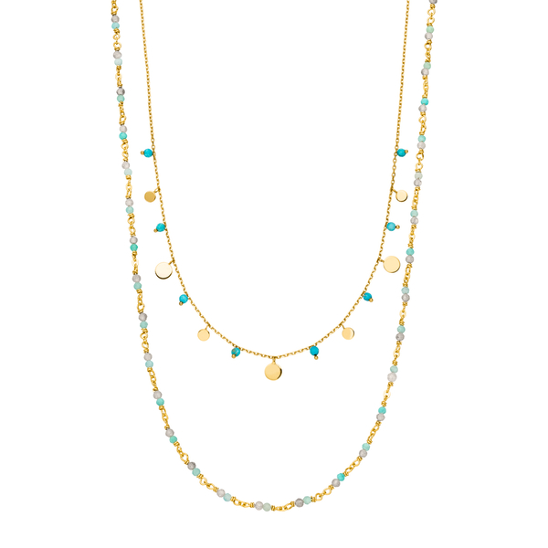 Leaf Jewelry Silber Necklace Set "Ocean Dream", Gelbgold