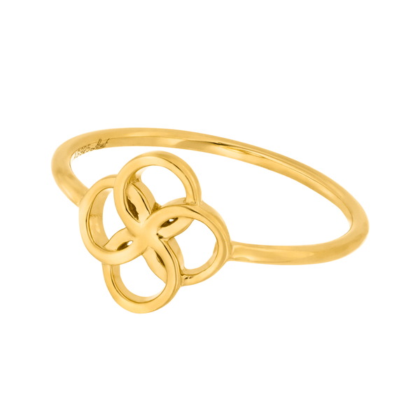 Leaf Jewelry Ring Clover Charm, 18 K Gelbgold vergoldet