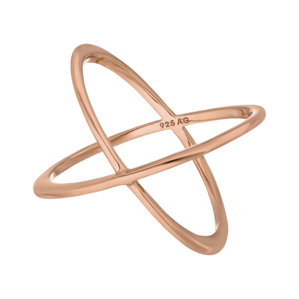 Leaf Jewelry Ring X Cross, 18 K Rosegold vergoldet, Größe 54