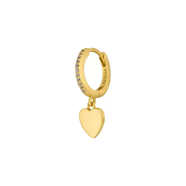 Leaf Jewelry Single Creole HEART/Zirkonia, 18 K Gelbgold vergoldet