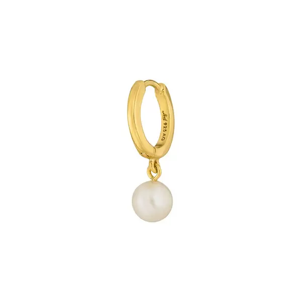 Leaf Jewelry Single Creole PEARL, 18 K Gelbgold vergoldet