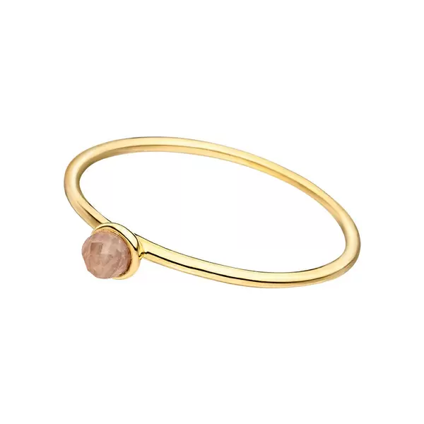 Leaf Jewelry Stacking Ring, Rosenquarz, 3mm, 18 K Gelbgold vergoldet